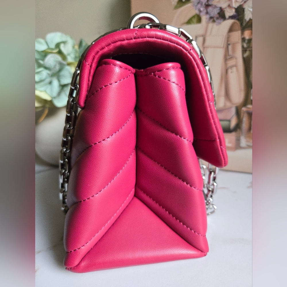 Michael Kors Cece Pink Medium Quilted Leather 2-Way Shoulder Crossbody Bag - Picture 7 of 13